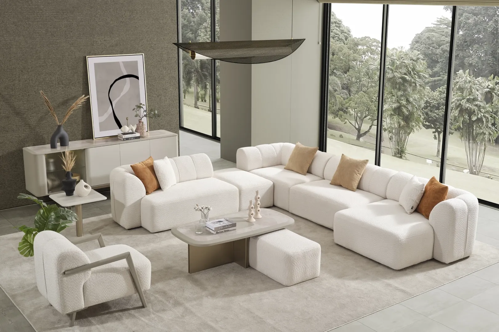 Harley Köşe Takımı - Krem